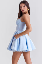 Spaghetti Strap Puff Mini Dress