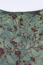 Floral Print Low Waist Color Block A-Line Skirt