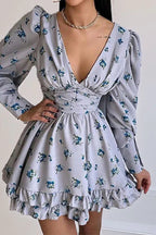 Floral Long Sleeve Party Dress
