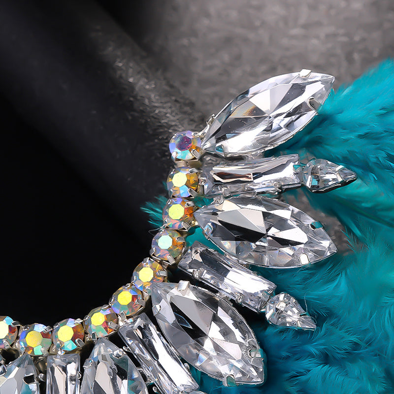 Exquisite Feather and Rhinestone Fairy Earrings