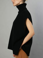 Solid High Neck Loose Sweater Vest