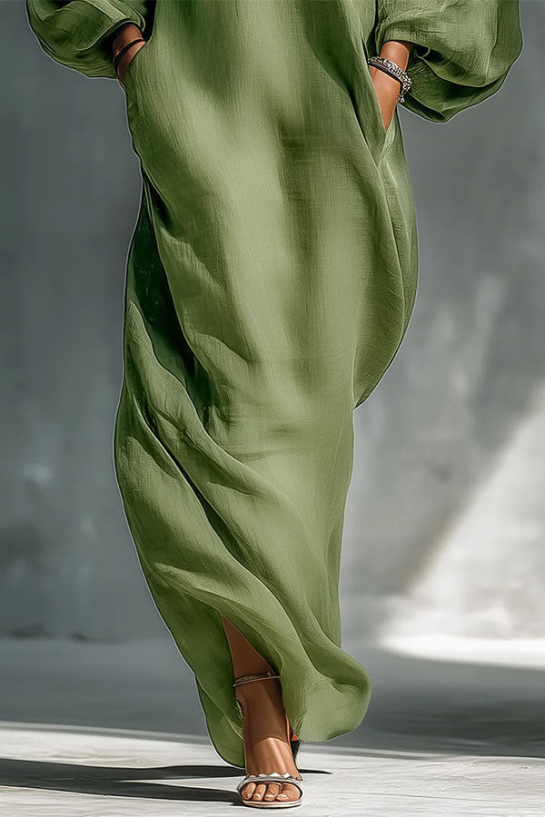 Elegant Off-the-Shoulder Lantern Sleeve Long Dress