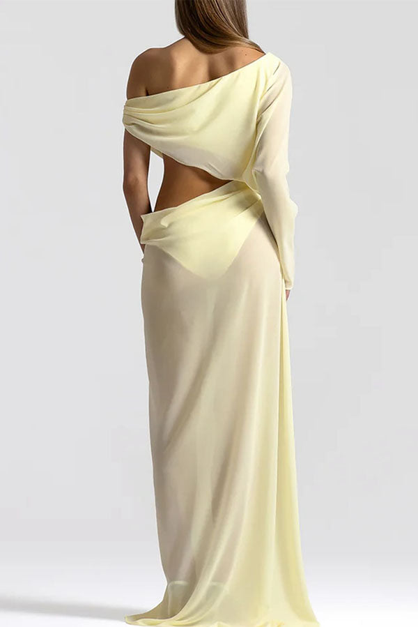 Sculptural Asymmetric Cutout Maxi Dress