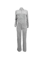 Solid Collar Neck Jacket & Lace Up Pants Set