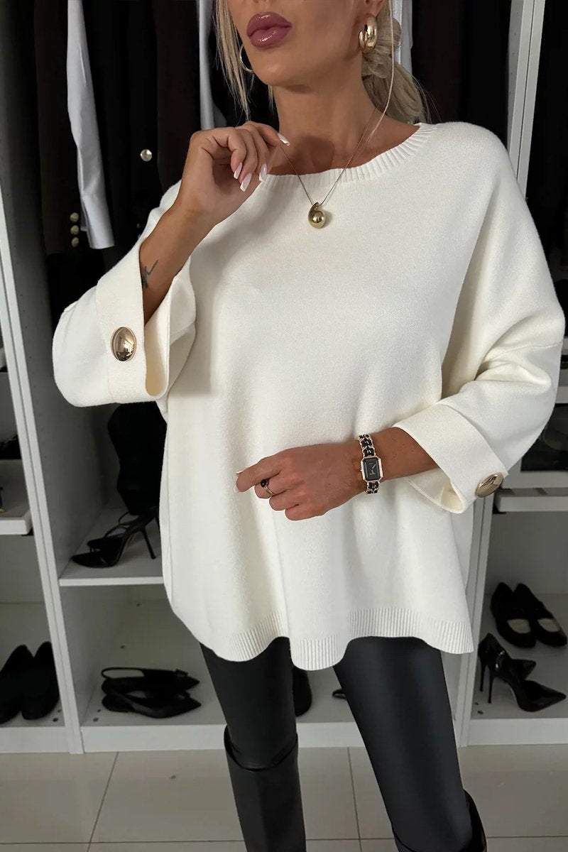 | Knitted sweater with button detail and half sleeves