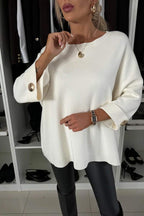 | Knitted sweater with button detail and half sleeves