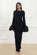 Sparkling Round Neck Long Sleeve Bubble Sleeve Formal Dress
