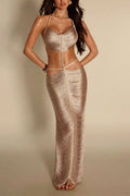 Aurelia  Metallic Fringe Maxi Dress