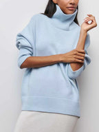 Solid High Neck Loose Sweater