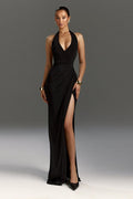 Ruched Halter Backless Party Dress