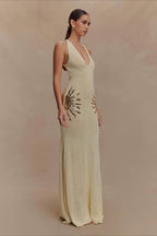 Elegant U Neck Solid Sweater Dress