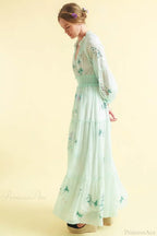 Deep V Long Sleeve Casual Dress