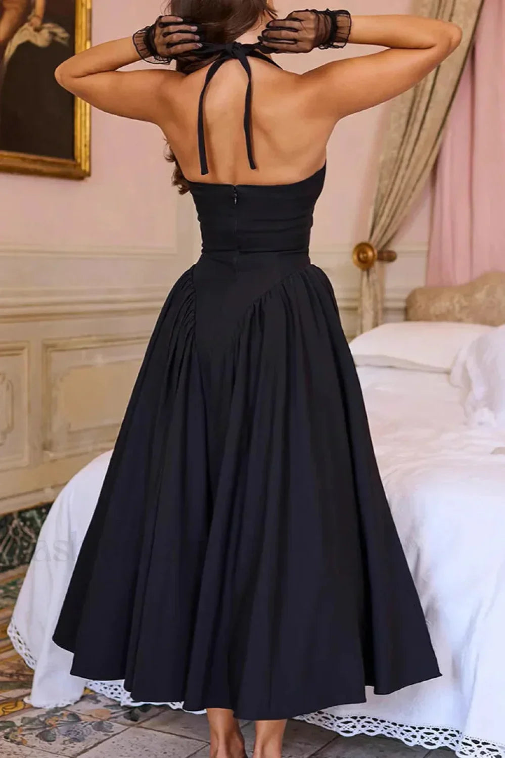 Deep V-Neck Backless Slim Fit Maxi Dress