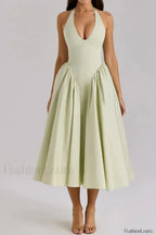 Deep V-Neck Backless Slim Fit Maxi Dress