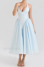 Deep V-Neck Backless Slim Fit Maxi Dress