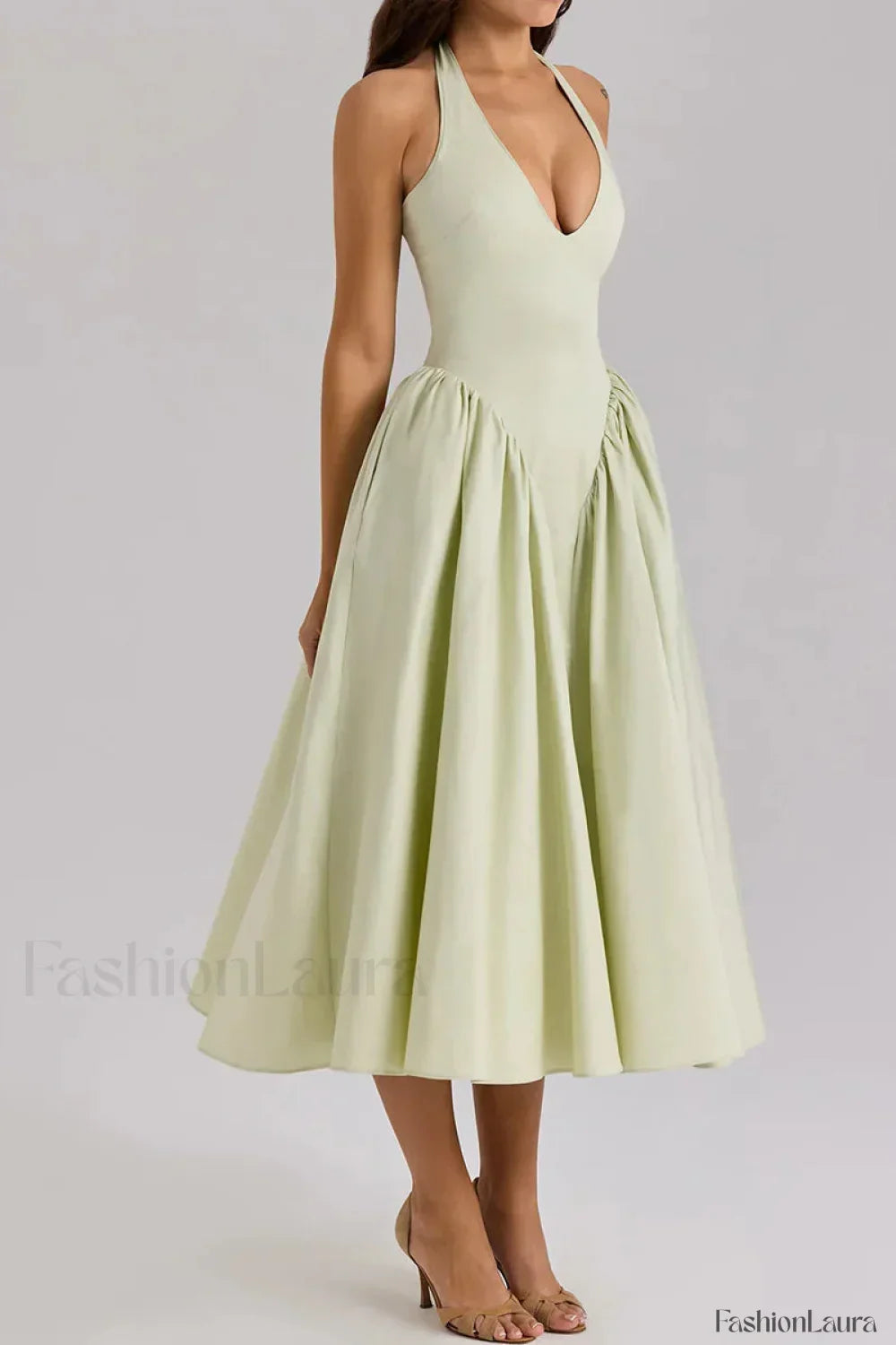 Deep V-Neck Backless Slim Fit Maxi Dress