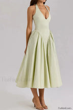 Deep V-Neck Backless Slim Fit Maxi Dress