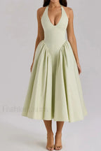 Deep V-Neck Backless Slim Fit Maxi Dress