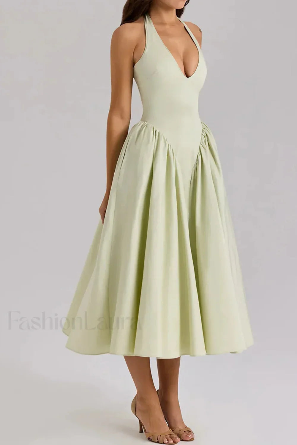 Deep V-Neck Backless Slim Fit Maxi Dress