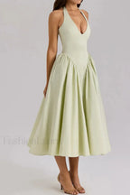 Deep V-Neck Backless Slim Fit Maxi Dress