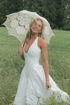Deep V-Neck Backless Slim Fit Maxi Dress