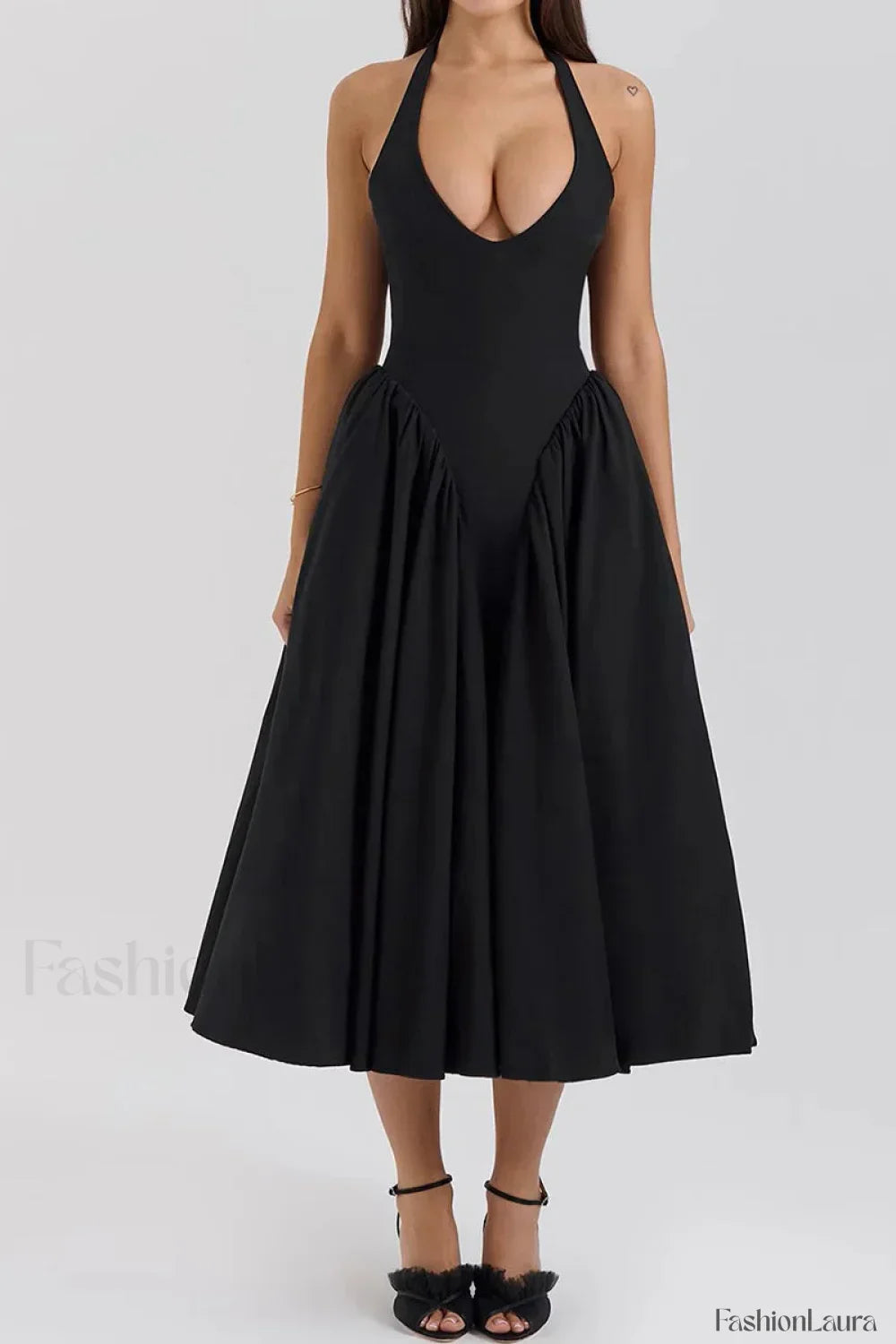 Deep V-Neck Backless Slim Fit Maxi Dress