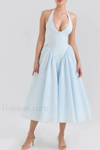 Deep V-Neck Backless Slim Fit Maxi Dress