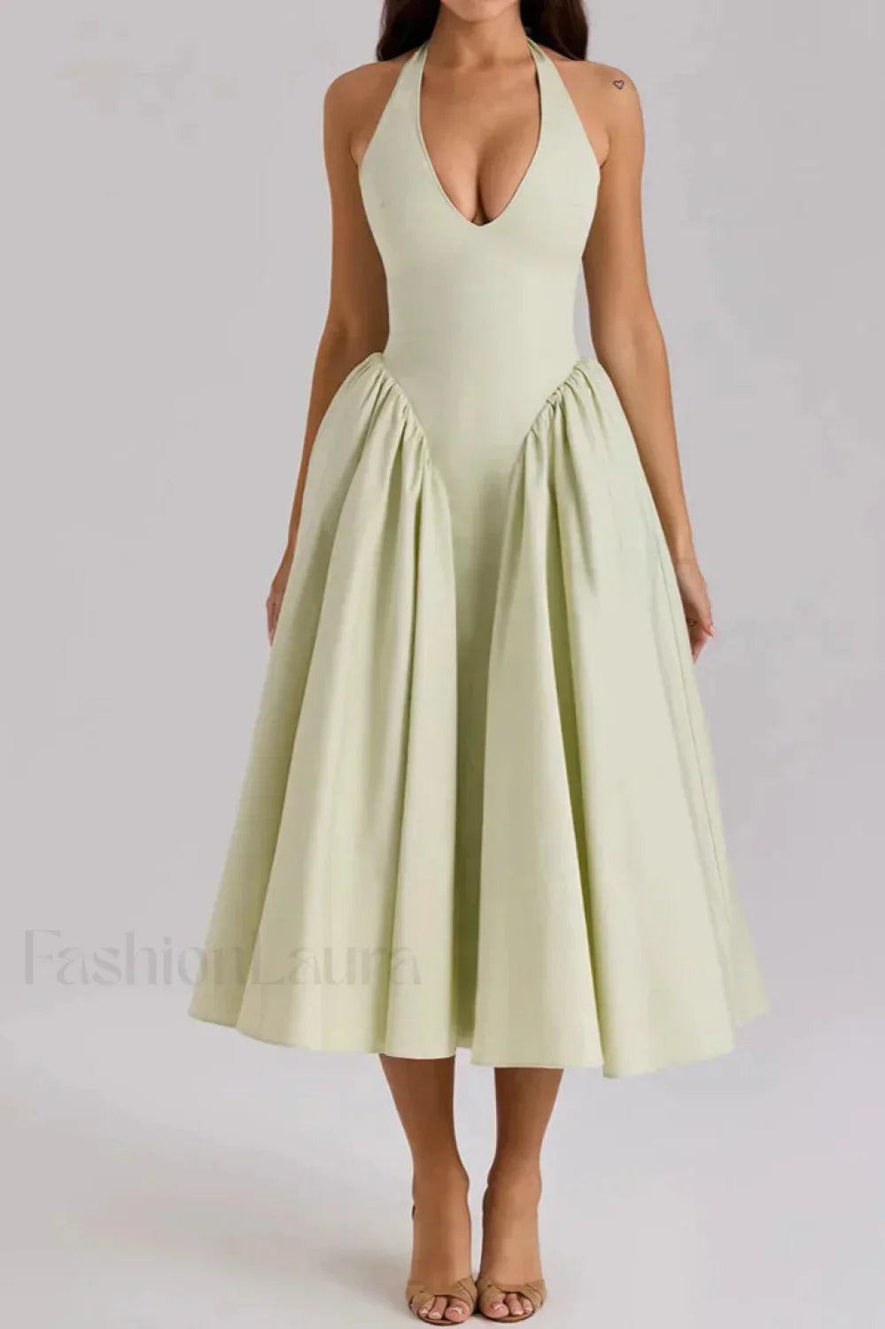 Deep V-Neck Backless Slim Fit Maxi Dress