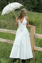 Deep V-Neck Backless Slim Fit Maxi Dress