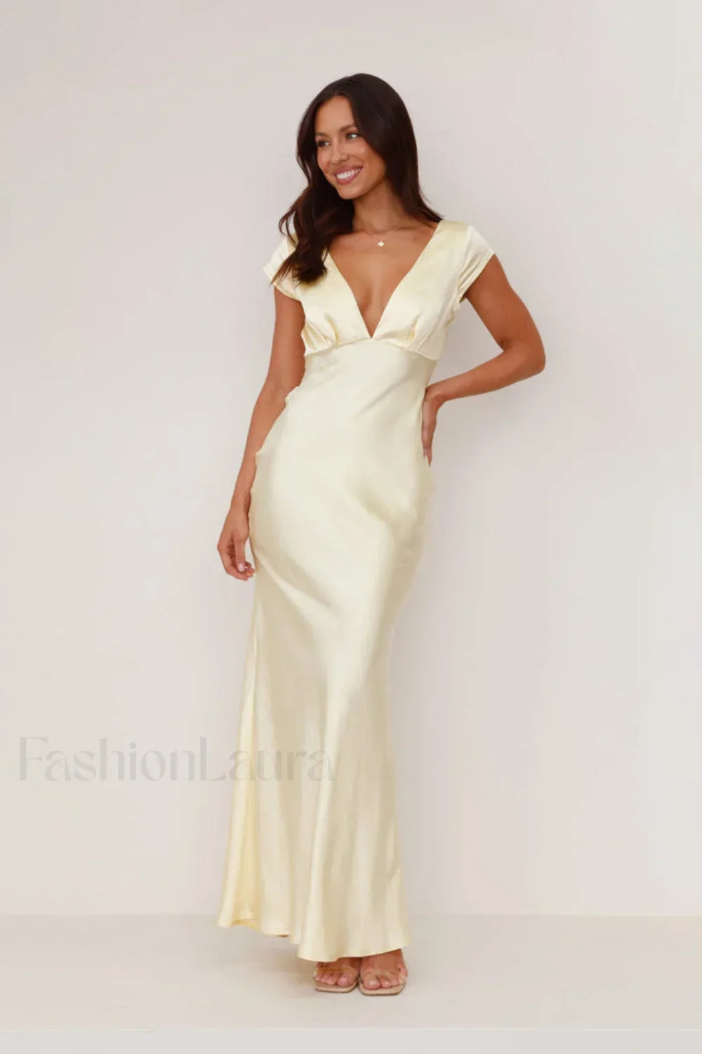 Deep V-Neck Bodycon Backless Midi Dress