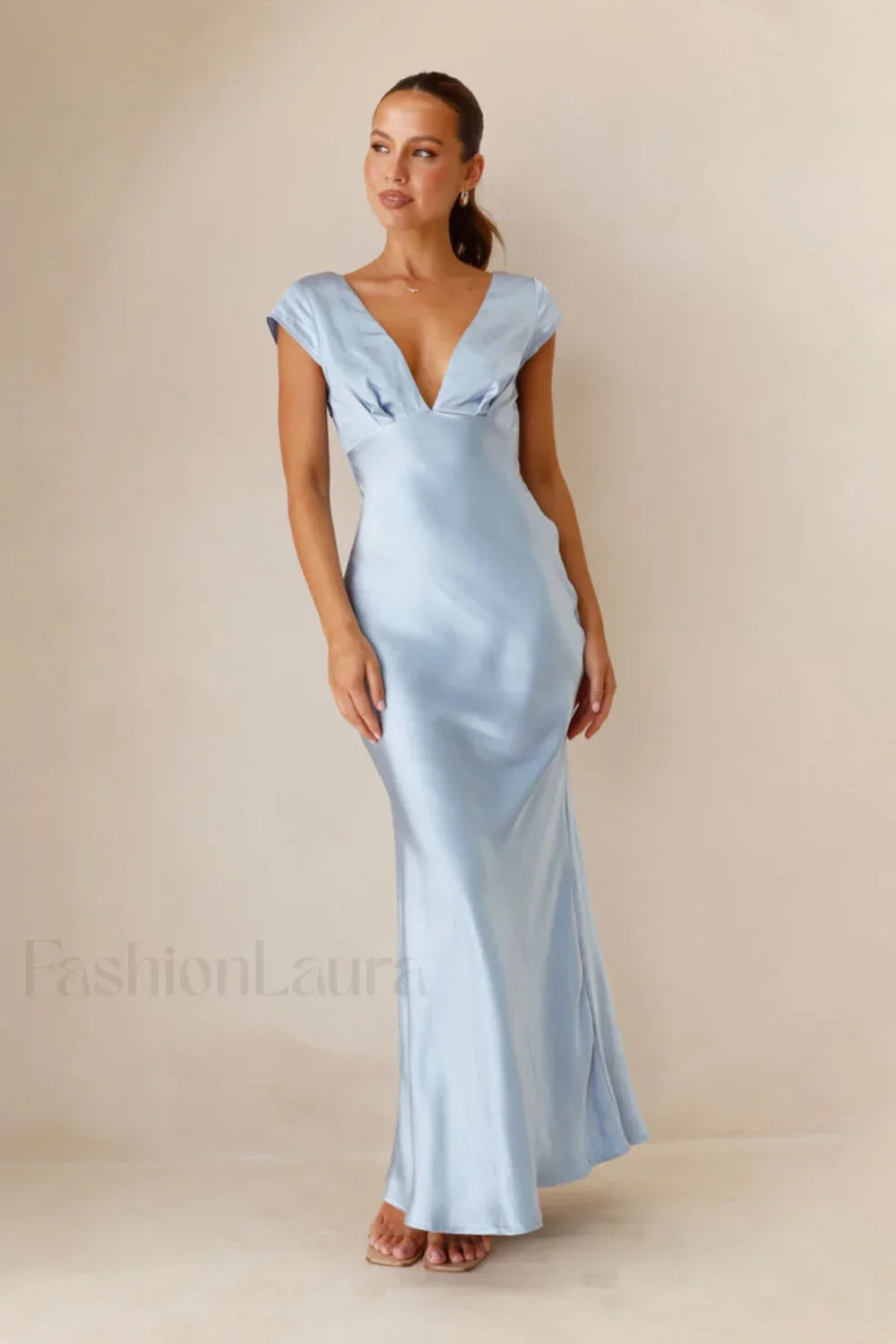 Deep V-Neck Bodycon Backless Midi Dress