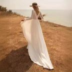 Deep V-Neck Long Sleeve Bridal Wedding Dress