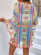 Deep V-neck Tunic Lace Boho Mini Beach Cover up