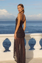 Sheer Polka Dot Split Strap Party Dress
