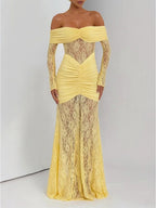 Delphine Off-Shoulder Lace Maxi Dress