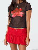 Denim Bubble Low Rise Skirt