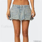 Denim Low Waist Cargo Pocket Skirt