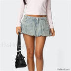 Denim Low Waist Cargo Pocket Skirt
