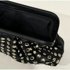 Designer Rivets Black Clutch Wristlet