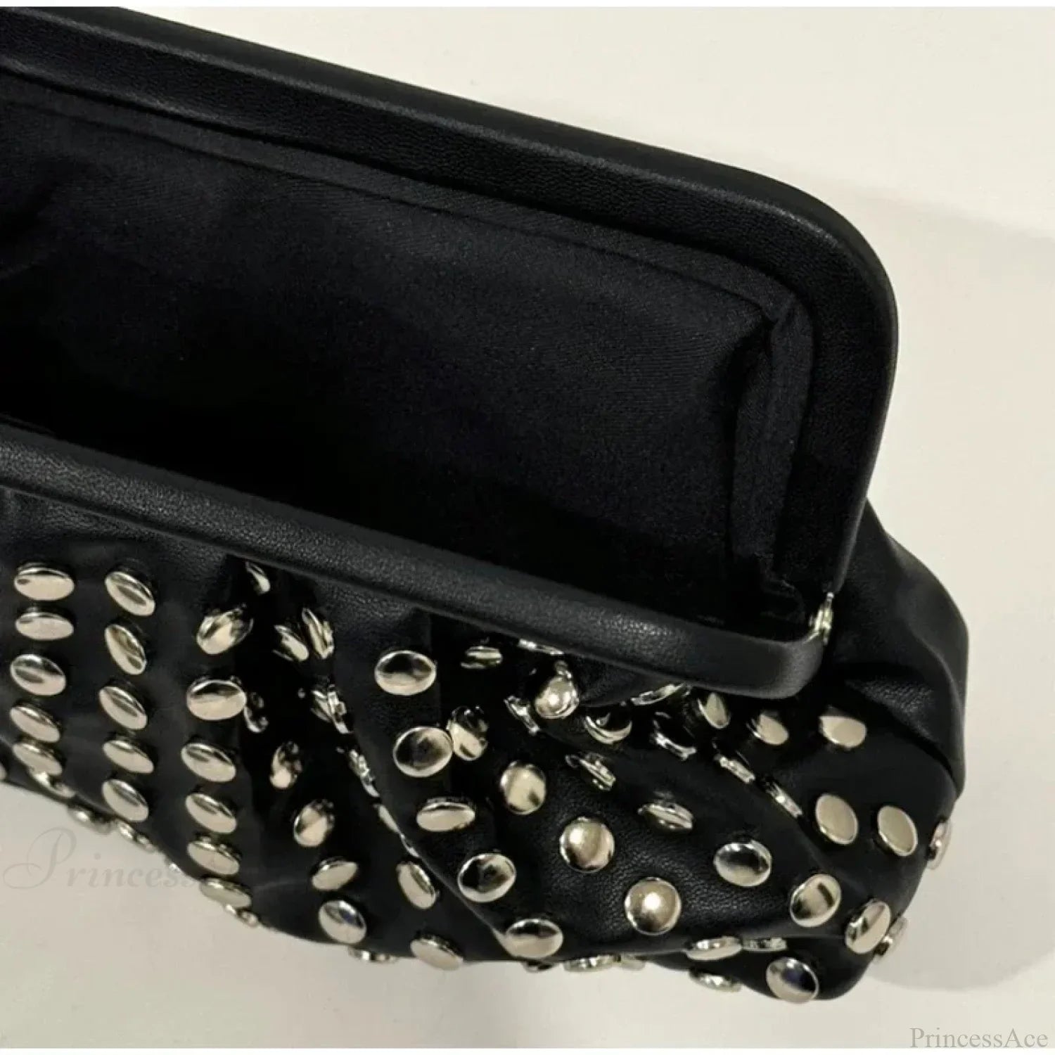 Designer Rivets Black Clutch Wristlet