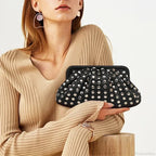 Designer Rivets Black Clutch Wristlet
