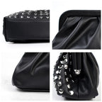 Designer Rivets Black Clutch Wristlet