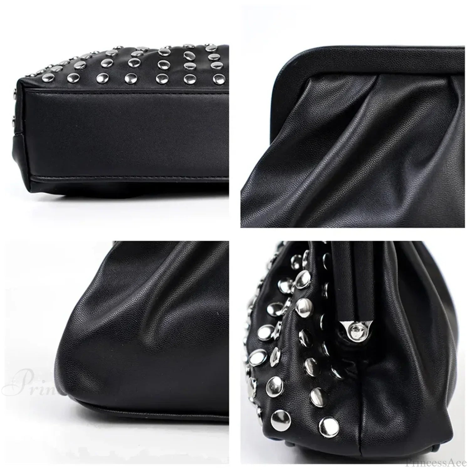 Designer Rivets Black Clutch Wristlet