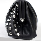 Designer Rivets Black Clutch Wristlet