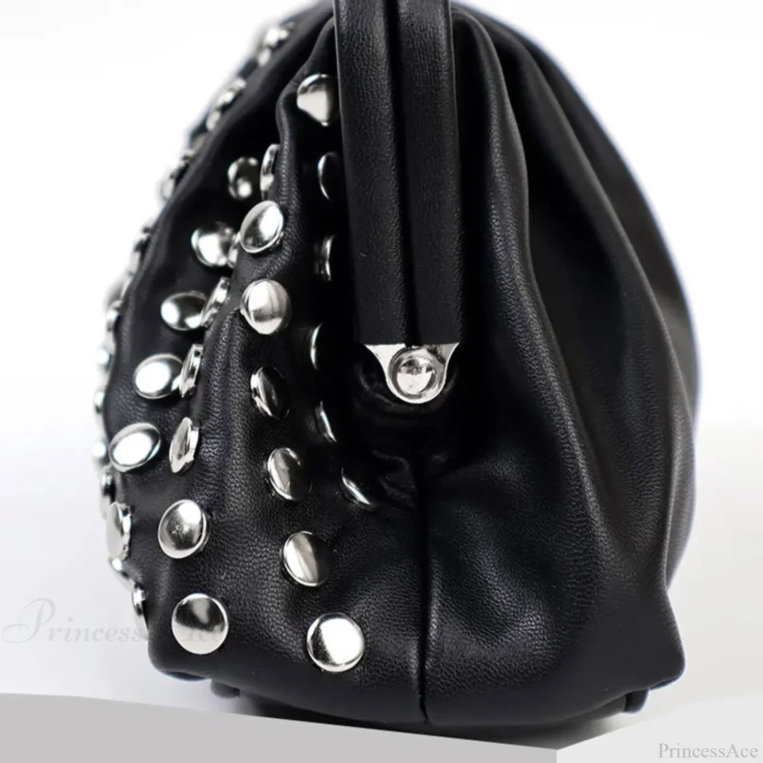 Designer Rivets Black Clutch Wristlet