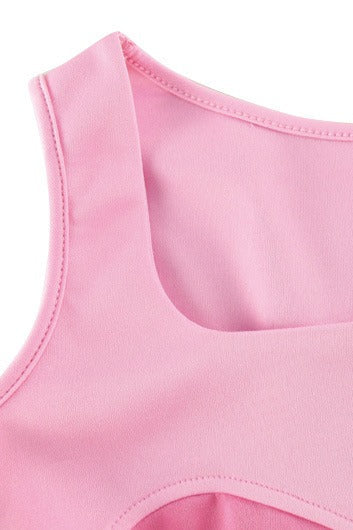 Pink Colorblock Cami Waist-cinching Mini Dress