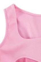 Pink Colorblock Cami Waist-cinching Mini Dress
