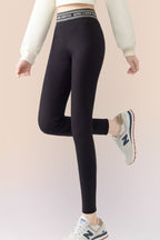 Ribbed Cotton Fleece Lined Slim Fit Ankle Length Leggings