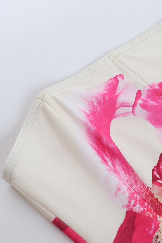 Floral Print Strapless Chic Crop Top