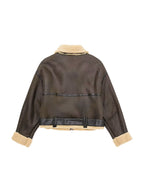 Lambswool Lined Leather Splice Short Jacket